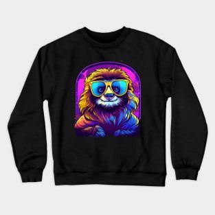 Synthwave Sloth Mullet Crewneck Sweatshirt